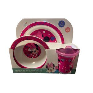 Disney Baby Minnie Mouse 3-Piece Dinner Set With Plate Bowl & Cup
